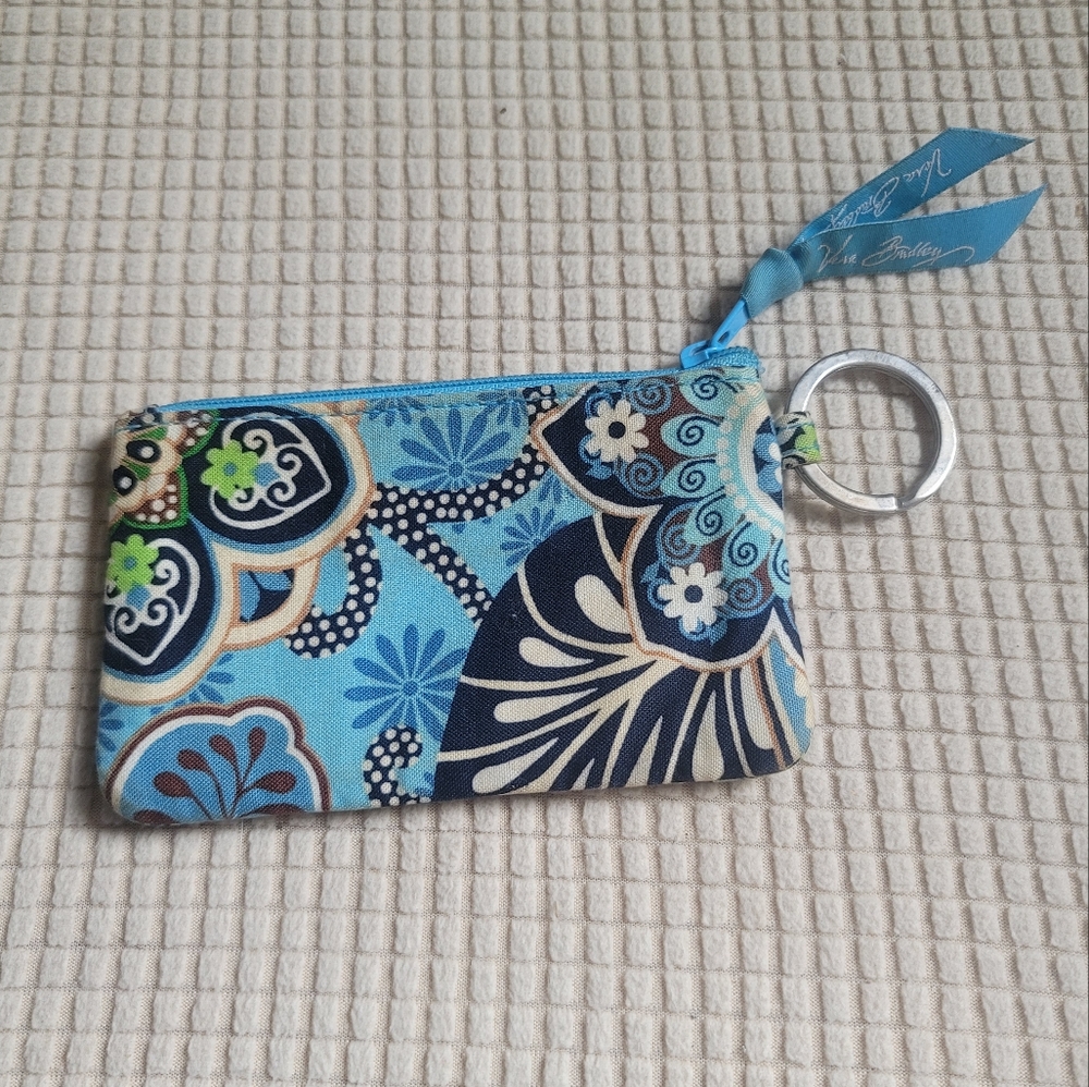 Vera Bradley Bali Blue Zip ID Lanyard Wallet